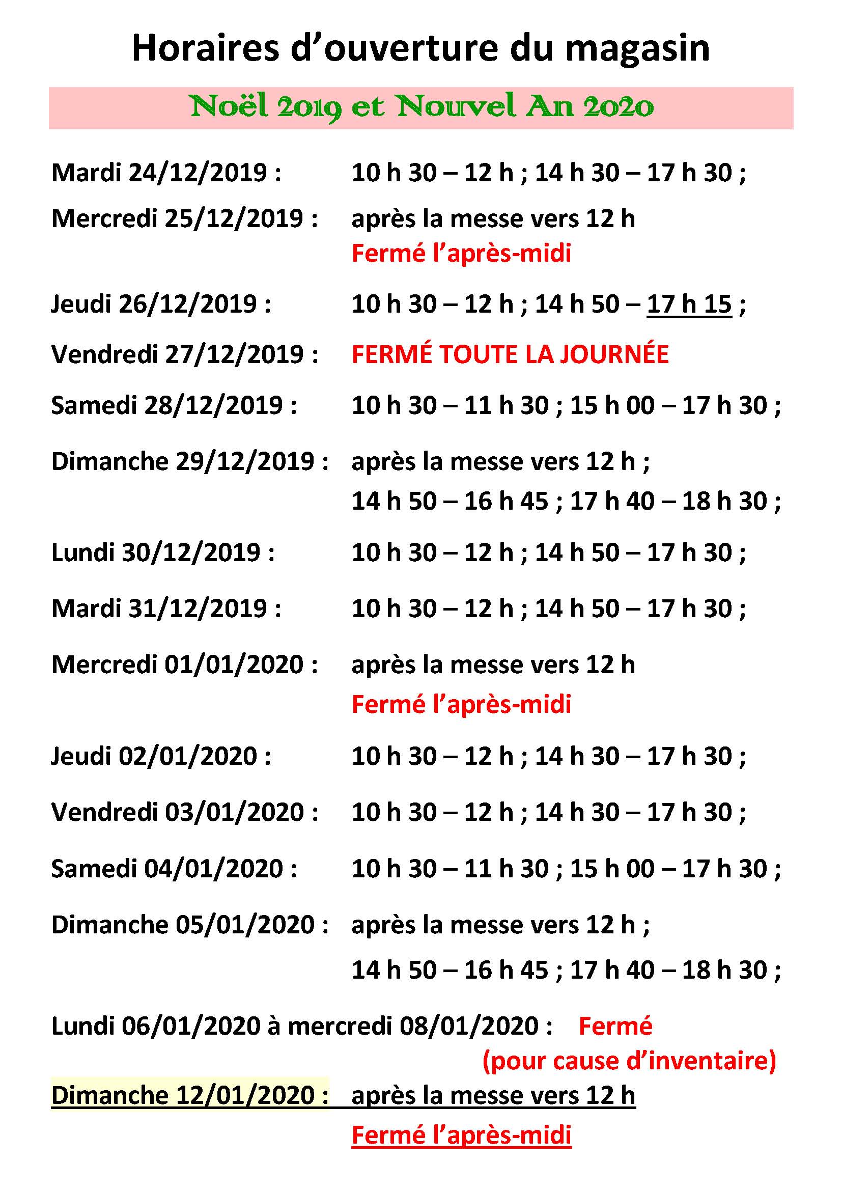 Horaires mag Noël Page 1