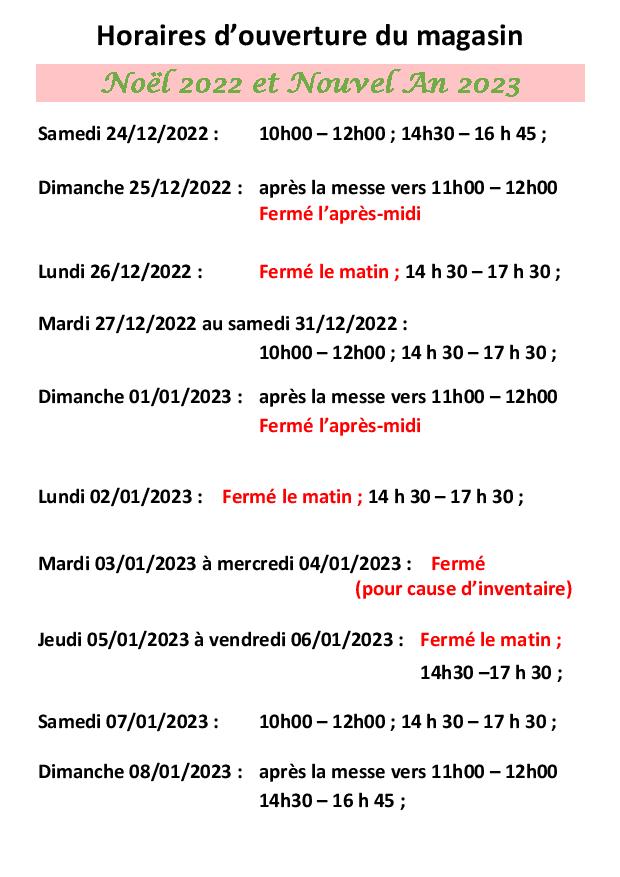 Horaires mag Noël 2022